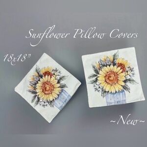 Sunflower Print Set of 2 18x18” Pillow Covers 🌻🆕🌻